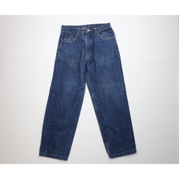 Vintage 90s Guess Mens 30x30 Distressed Spell Out Straight Leg Denim Jeans USA - Picture 1 of 13